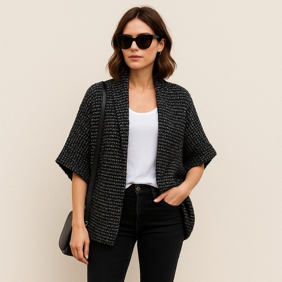 Zara Black and White Textured Cardigan - Picture 1 of 4